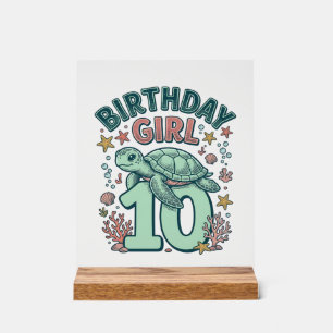Fille d'anniversaire 10 Tortue de mer Gravure vint