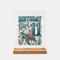 Fille d'anniversaire 11 Tortue de mer Gravure vint