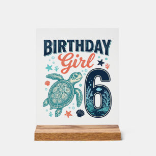 Fille d'anniversaire 6 Tortue de mer Conception ve