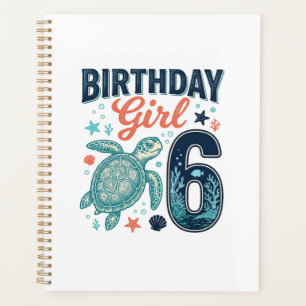 Fille d'anniversaire 6 Tortue de mer Conception ve