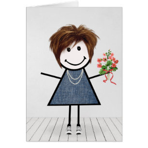 Fille d'anniversaire avec bouquet de fleurs