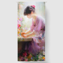 Fille dans le jardin des fleurs