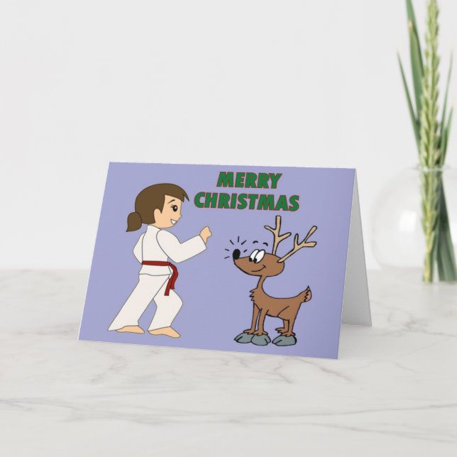 Fille d'arts martiaux et ses cartes de Noël de (Devant)
