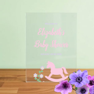 Fille de Baby Shower Cheval à Bascule Rose