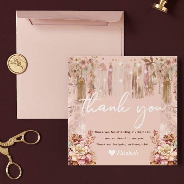 Fille de bois Carte de remerciements bohème (Créateur téléchargé)