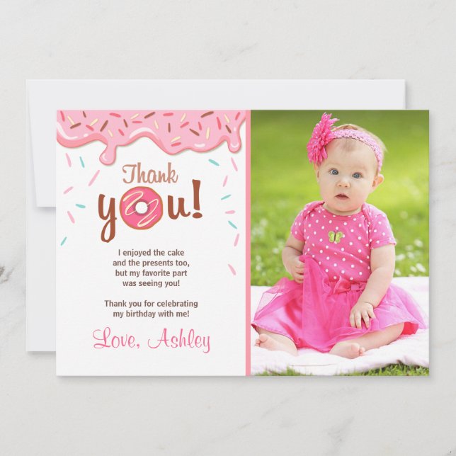 Fille de carte de remerciements de beignet de fête (Devant)