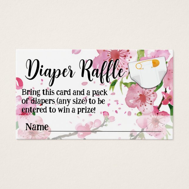 Fille de cerisier Fleur Baby shower Déchets Raffle (Devant)