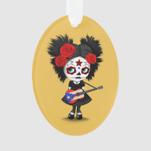 Fille de crâne de sucre jouant la guitare