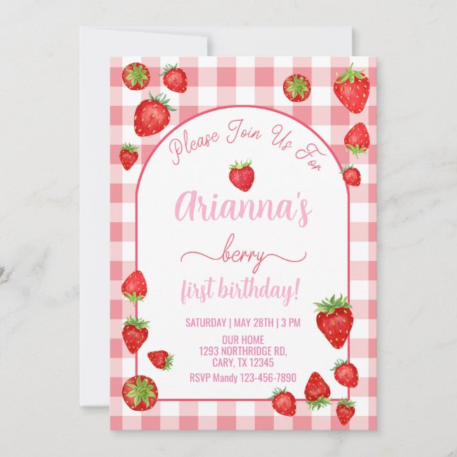 Fille de fraise baies 1er invitation de premier an (Devant)