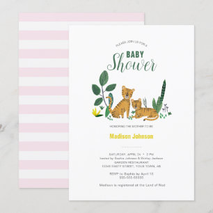 Fille de la jungle tigre Animal   Carte de Baby Sh