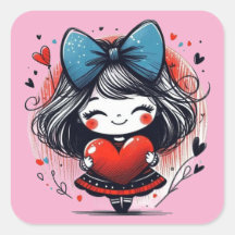 Fille de la Saint-Valentin Art Autocollant 3 Pouce