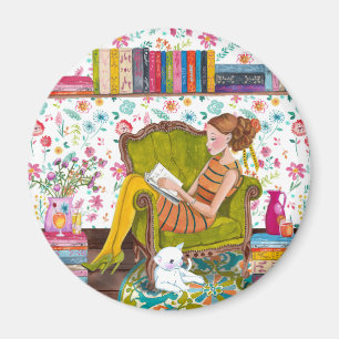 Fille de lecture   Magnet