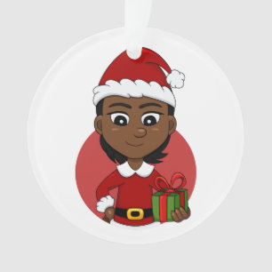 Fille de Noël afro-américaine aux cheveux courts