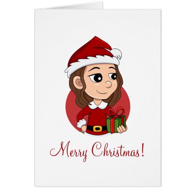 Fille de Noël aux cheveux bruns ondulés (Devant)