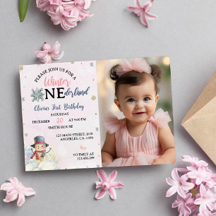 Fille de Noël ONEderland Photo Invitation