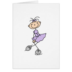 Fille de patineur de glace dans la carte lilas