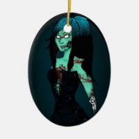 Fille de zombi en ornement de corset