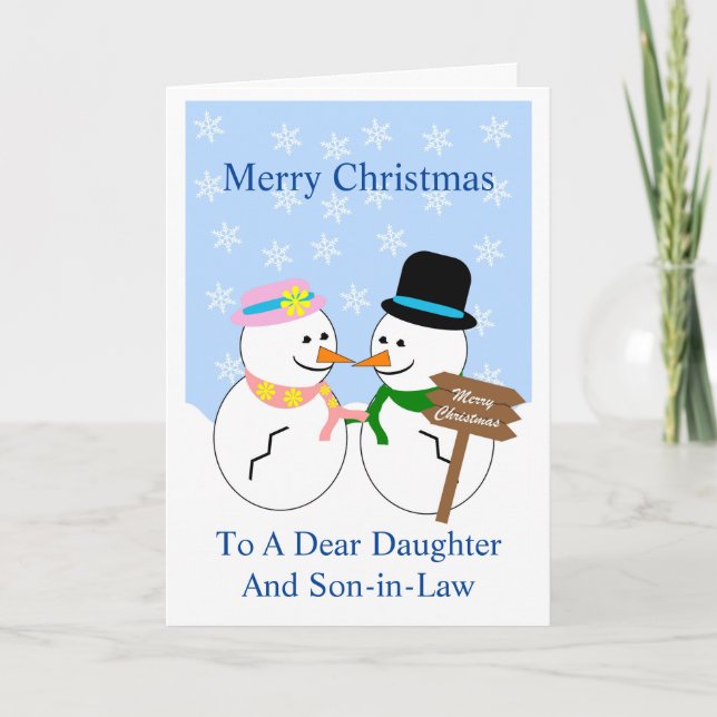 Fille Des Neiges Et Fils En Droit Carte De Noël (Devant)