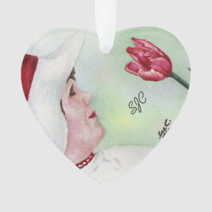 FILLE DOUCE AVEC ORNAMENTS VALENTIN FLEUVE ROUGE