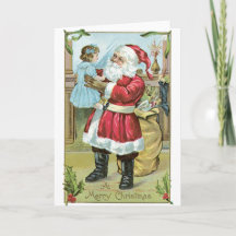 Fille du père noël de carte de Noël de 045 crus