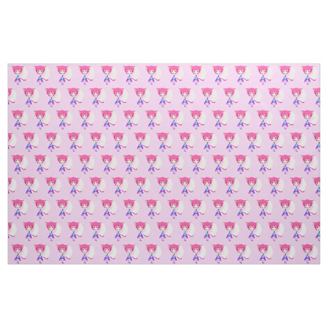 Fille d'une chevelure rose d'Anime de Neko, tissu (Fat Quarter)