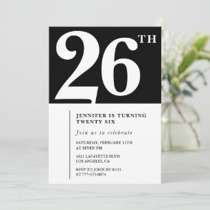 Fille Elegant 26e anniversaire invitation Chic Sim