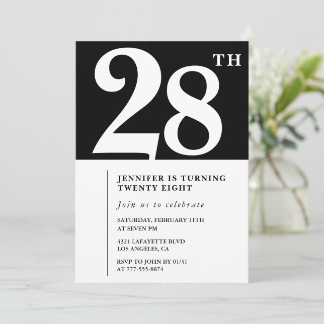 Fille Elegant 28e anniversaire invitation Chic Sim (Debout devant)