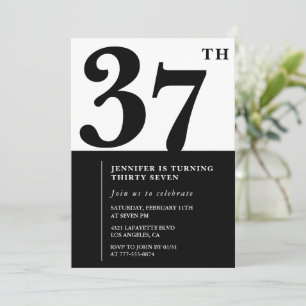 Fille Elegant 37e anniversaire invitation Black Wh