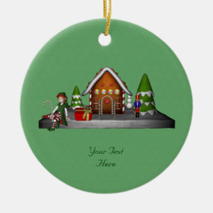 Fille Elf Gingerbread Maison Ornement de vacances
