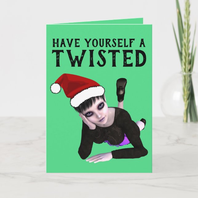 FILLE EMO GOTHIQUE, CARTES DE NOËL TORDUES (Devant)