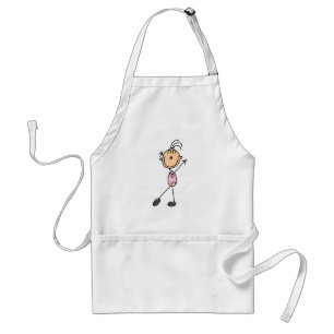 Fille en bâtonnets gymnaste en tablier rose