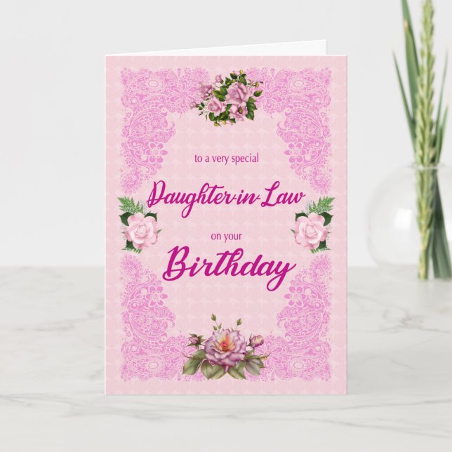 Fille en droit Anniversaire avec carte rose Roses (Devant)