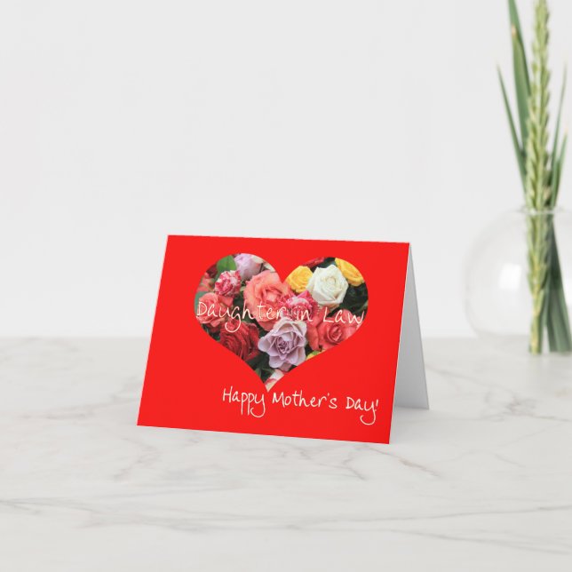 Fille en droit Bonne carte de rose de la fête des  (Devant)