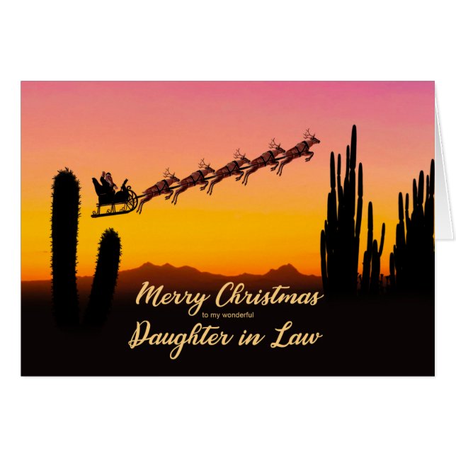 Fille En Droit Noël Père Noël Sur Le Désert (Devant horizontal)