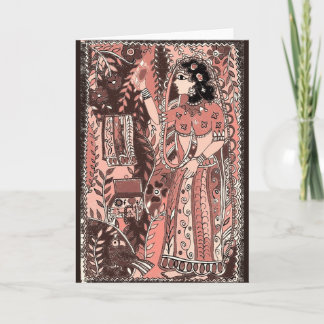 Fille en Rose Festive Cartes de voeux