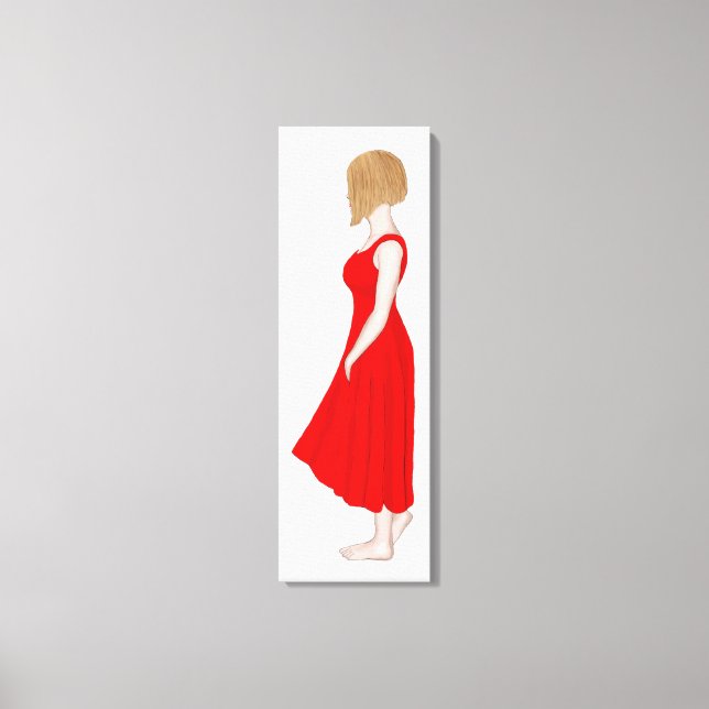 Fille en toile de peinture à l'huile de robe rouge (Recto)