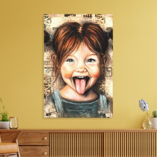 Fille Enjouée Impression sur Toile Drôle