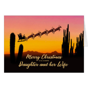 Fille et femme Noël Père Noël Over Desert