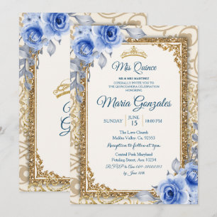 Fille et garçon Marine Blue Mis Quince Invitation