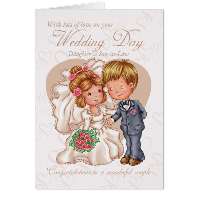 Fille et nouvelle carte de jour du mariage de (Devant)