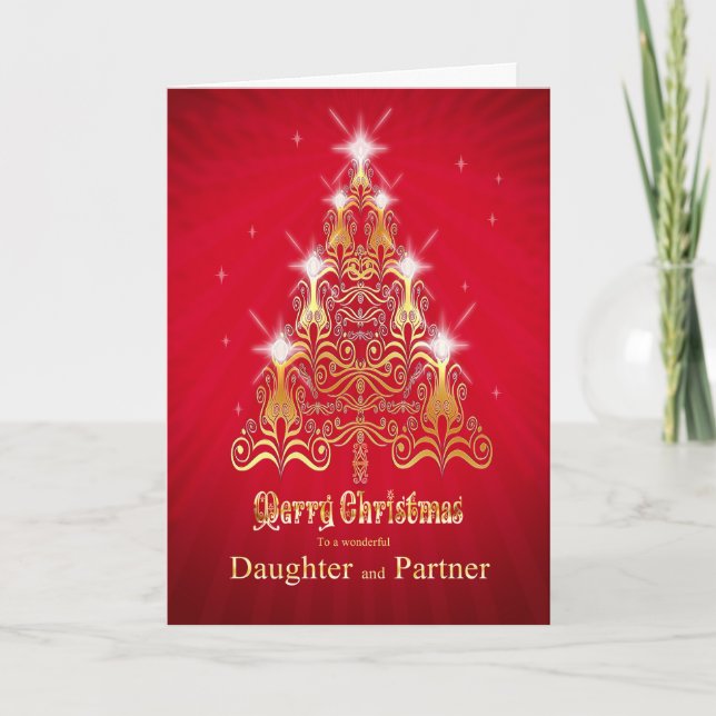 Fille et partenaire Carte de Noël sapin de Noël (Devant)