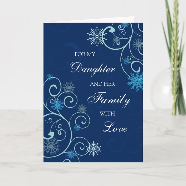 Fille et sa carte de Joyeux Noël de famille (Devant)