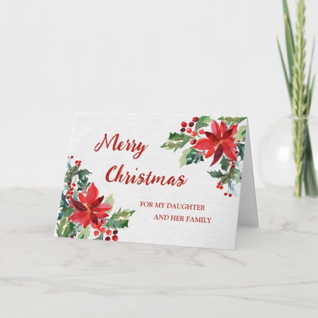 Fille et sa famille Joyeuse carte de Noël (Devant)
