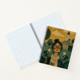 Fille Fantaisiste avec Carnet de Poisson-Lune