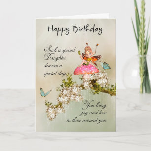 Fille Fée Carte Anniversaire Avec Fleur