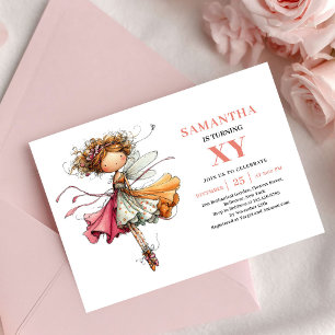 Fille Fée Charmante 5ème Anniversaire Invitation R