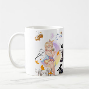 Fille Fée Mignonne avec Papillon & Cerf Mug en Cér