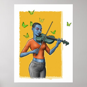 Fille Fiddler - Poster Surreal Violin Art (Pas de 