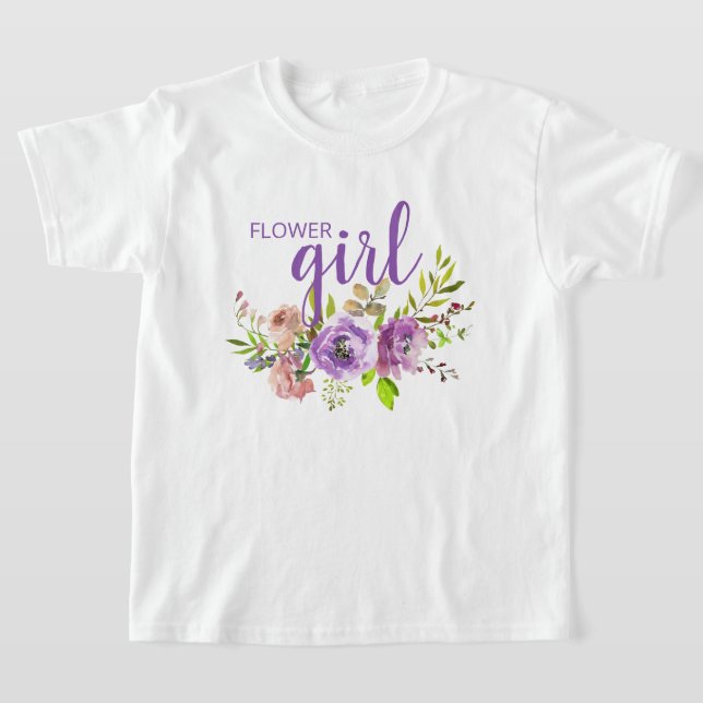 Fille Fleur Robe Fleurie Mariage T-Shirt Violet (Poser)