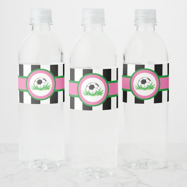 Fille Football Anniversaire Étiquettes de bouteill (Bouteilles)